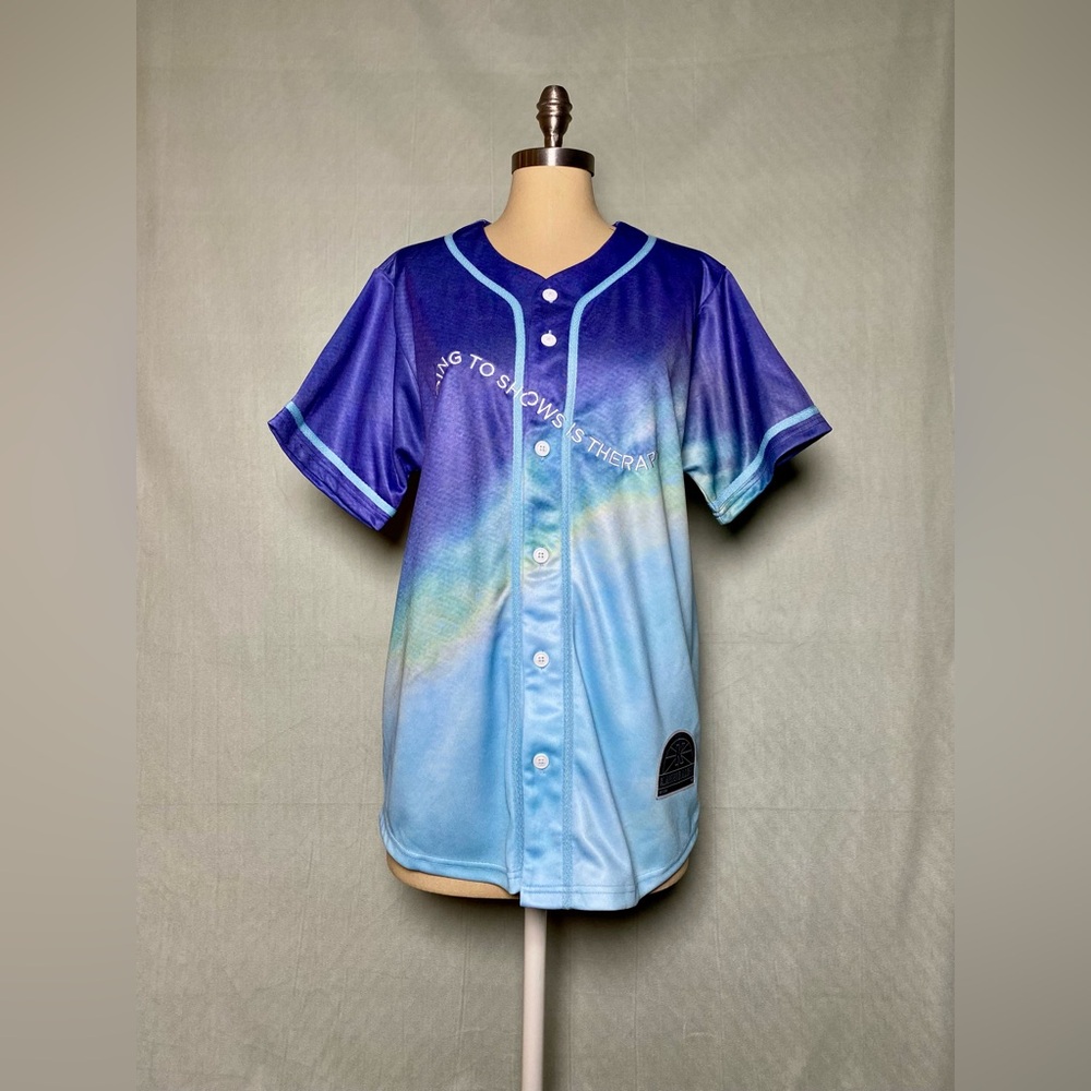 Gradient Blue Baseball Jersey “Going to shows is therapy.”